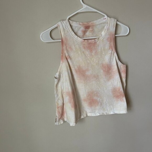 American Eagle Pink Tan Tie Dye Muscle Cropped Tank Top Women’s Size Small - Picture 2 of 6